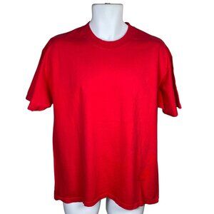Vintage Lee Total Cotton T Shirt Mens L Blank Red Short Sleeve Made in USA